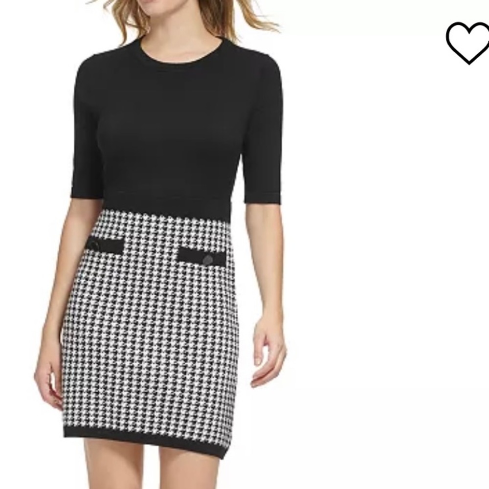 Karl Lagerfeld Paris New: Women's Houndstooth Sweater Dress - Picture 1 of 5